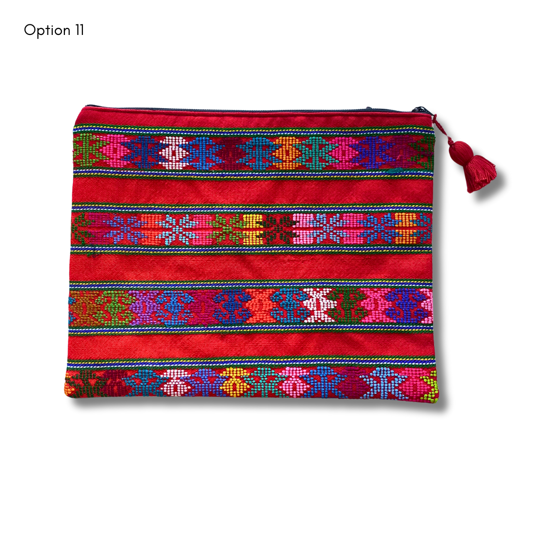 Neceser Maya (2XL) de huipil reciclado único - Guatemala