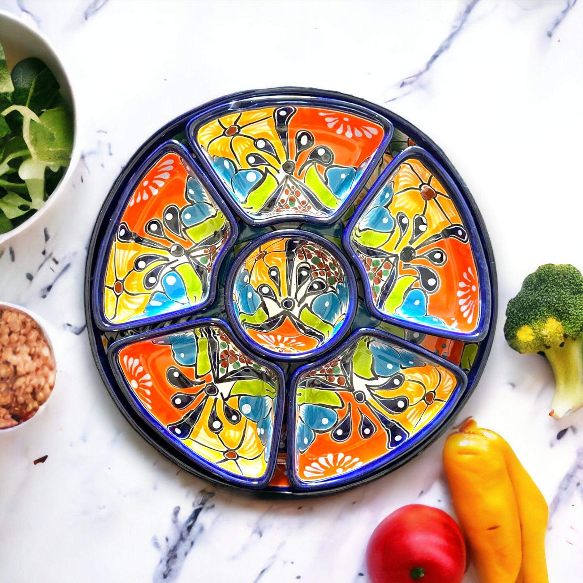 Set de bandejas para aperitivos Talavera | Cerámica mexicana pintada a mano