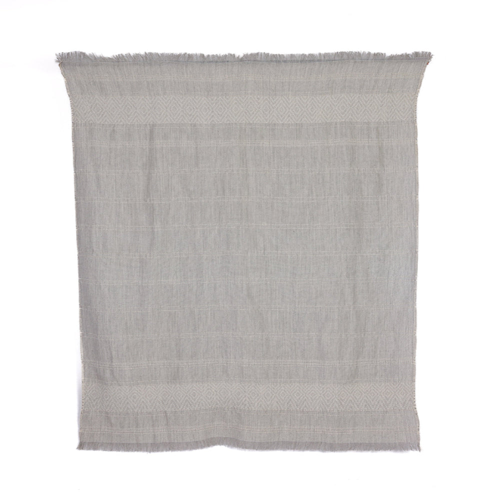 Allira Collection - Manta de Alpaca Tejida a Mano de Perú - CloudHaven Gris y Marfil