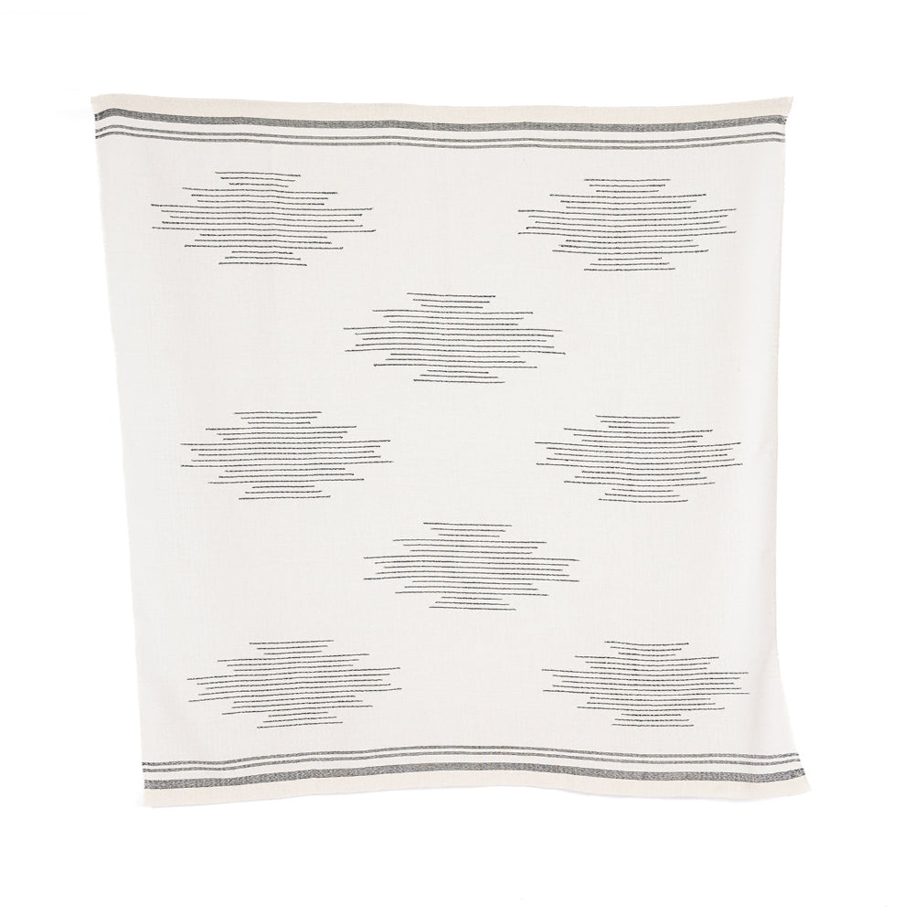 Colección Miska - Manta tejida a mano 100% alpaca de Perú - Horizonte en tinta y marfil