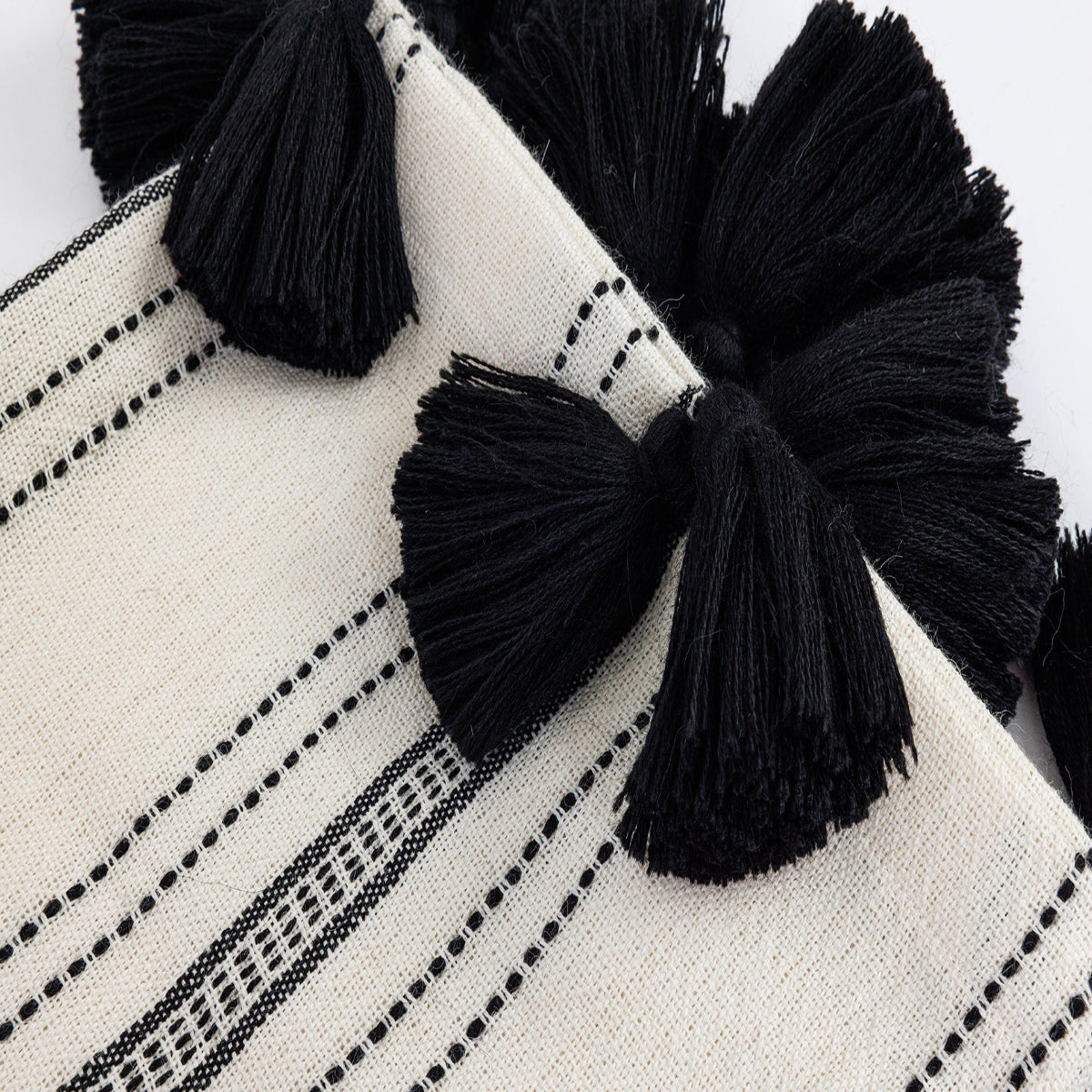 Colección Miska - Manta de Alpaca 100% Tejida a Mano de Perú - Rayas Finas Tinta y Marfil