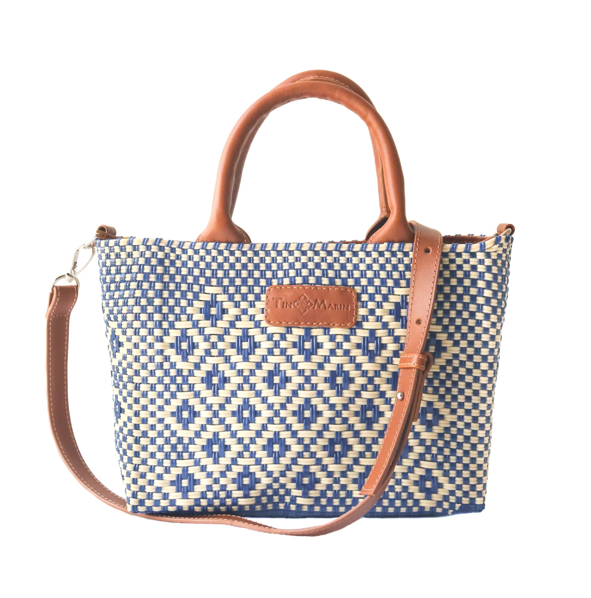 Mixte Small Woven Crossbody Bag - Tan Leather