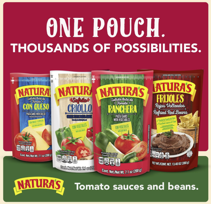 Natura's Sofrito Criollo, Cheese, Ranchera in 7.1oz each And Refried Red Beans in 13.40 oz Easy-Open Pouch (Pack of 4)