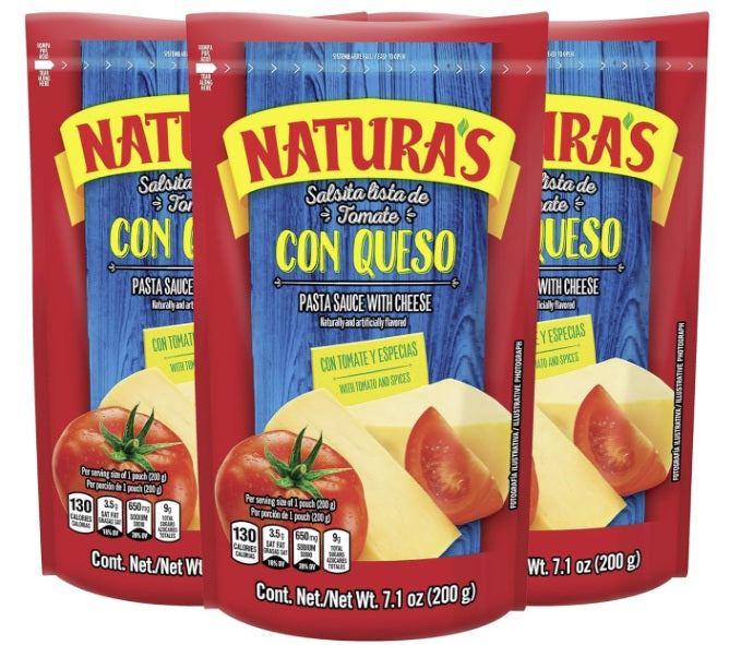 Natura's Cheese Pasta Sauce, 7.1oz. Easy-Open Pouch (Pack of 3)
