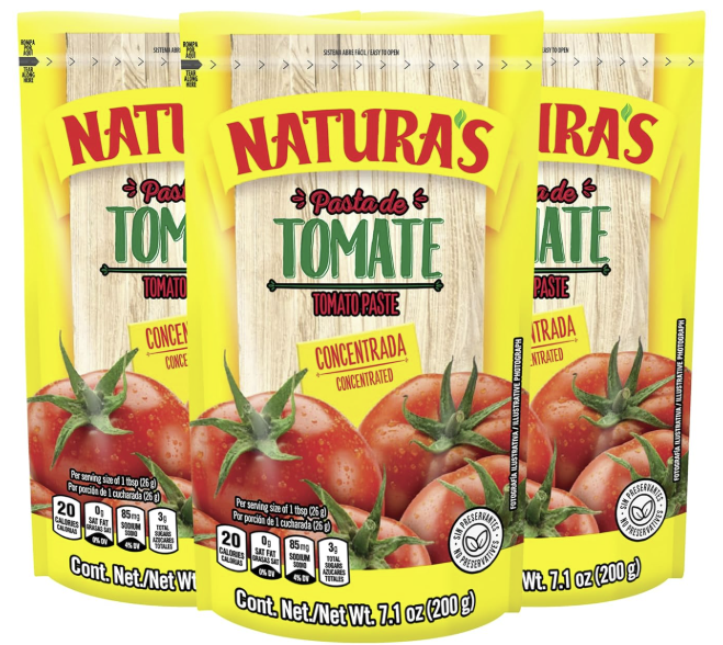 Natural Tomato Paste - 7.1oz. Easy-Open Pouch (Pack of 3)
