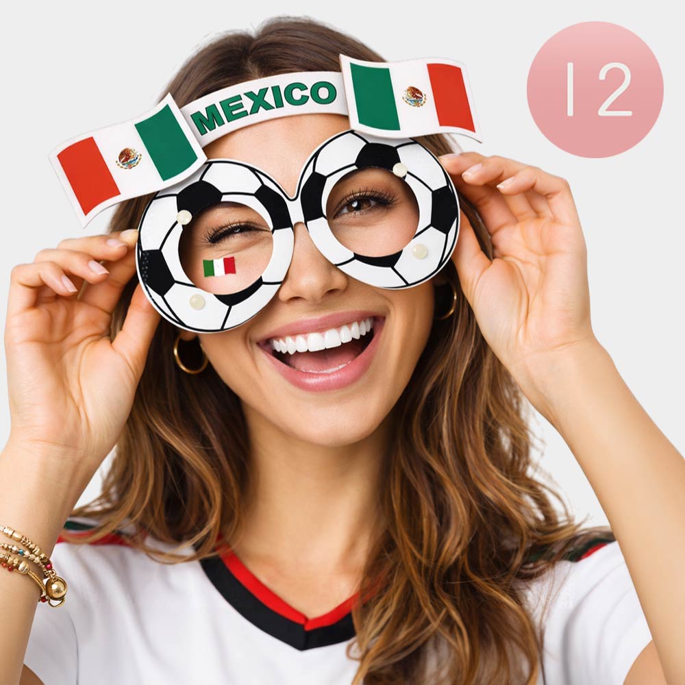 12PCS - World Cup Mexico Soccer Novelty Party Glasses