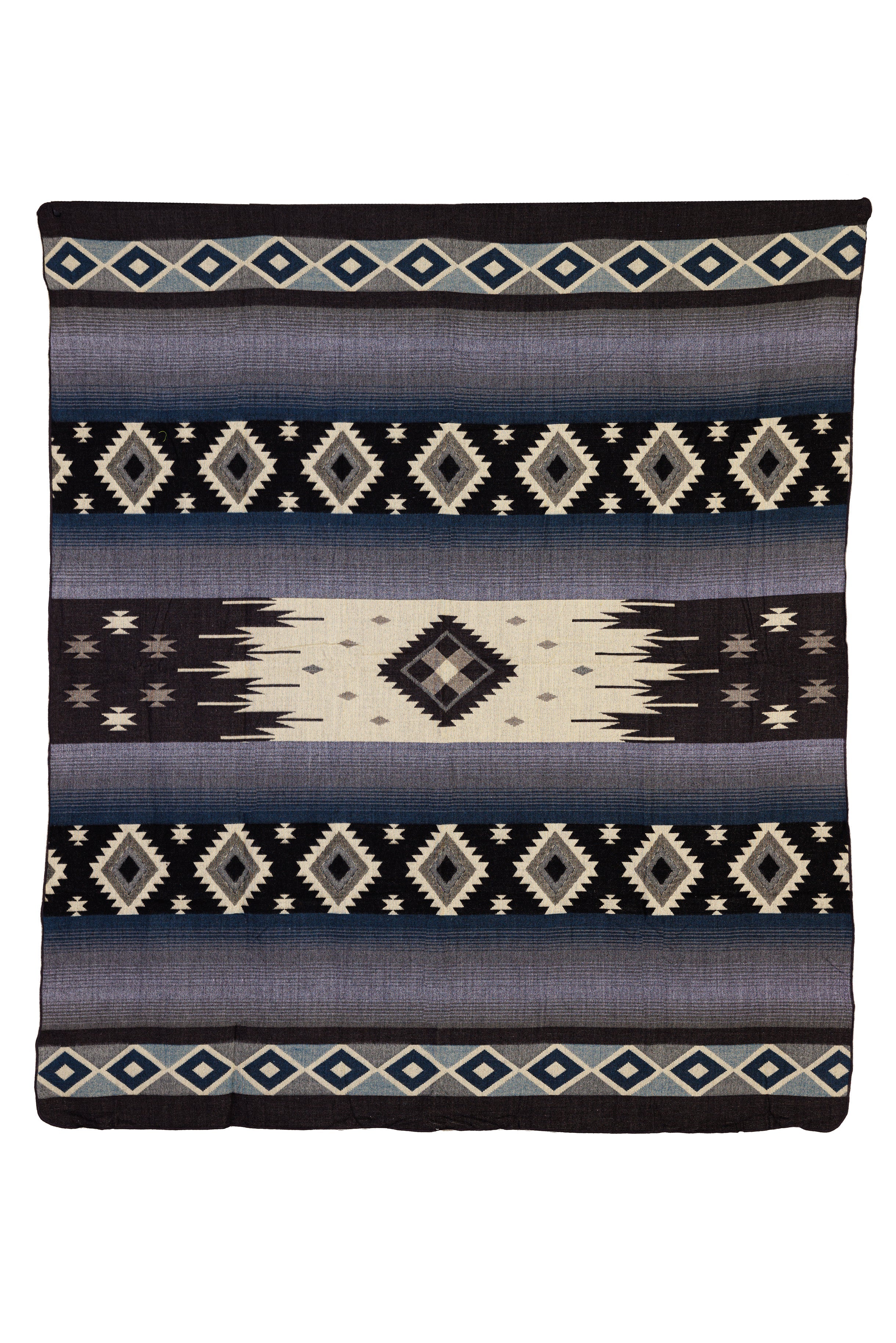 Yachana Collection - Handwoven Diamond Dark Blue Gray & Black Alpaca Throw Blanket From Ecuador