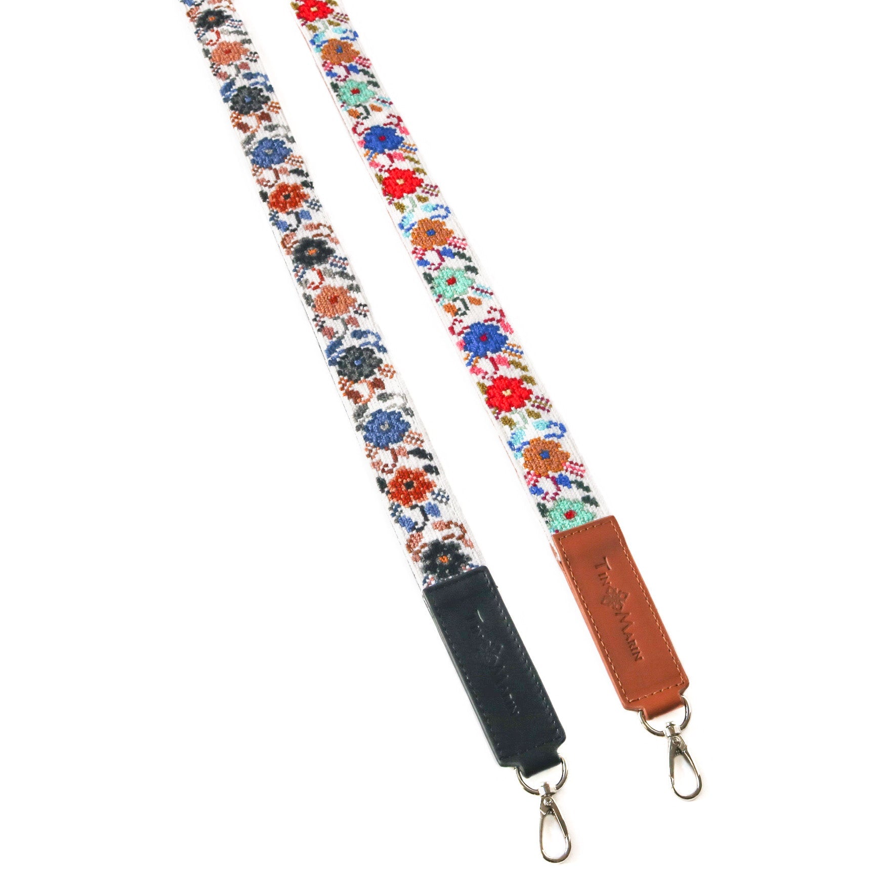 Correa de Bolso Tejida Mai - Flores con Cuero