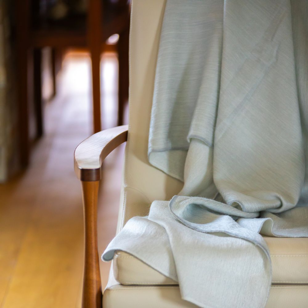 Kani Collection - Handwoven Reversible Glacier Gray & White Alpaca Throw Blanket From Ecuador