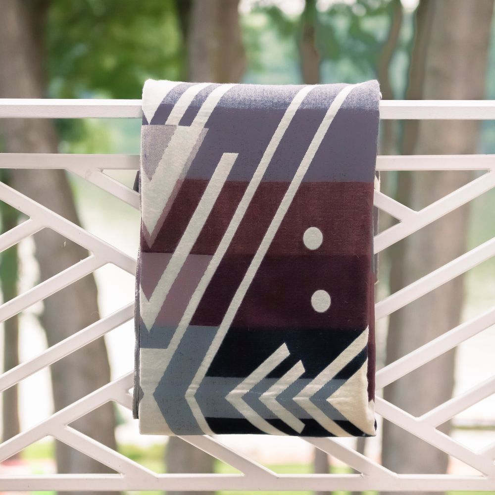 Yachana Collection - Handwoven Reversible Chevron Gray Brown Red & Cream Alpaca Throw From Ecuador