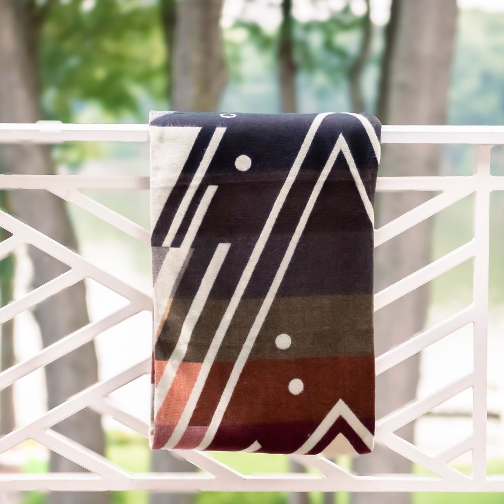 Yachana Collection - Handwoven Reversible Chevron Peach Red Gray & Black Alpaca Throw Blanket From Ecuador