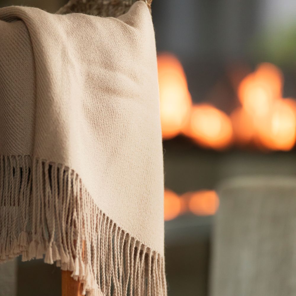 Colección Wasi - Manta de bebé alpaca 100 % sin teñir, tejida a mano, color camel marrón de Perú