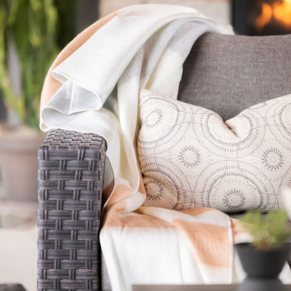 Kallpa Collection - Handwoven Apricot Mist Alpaca Throw Blanket From Ecuador