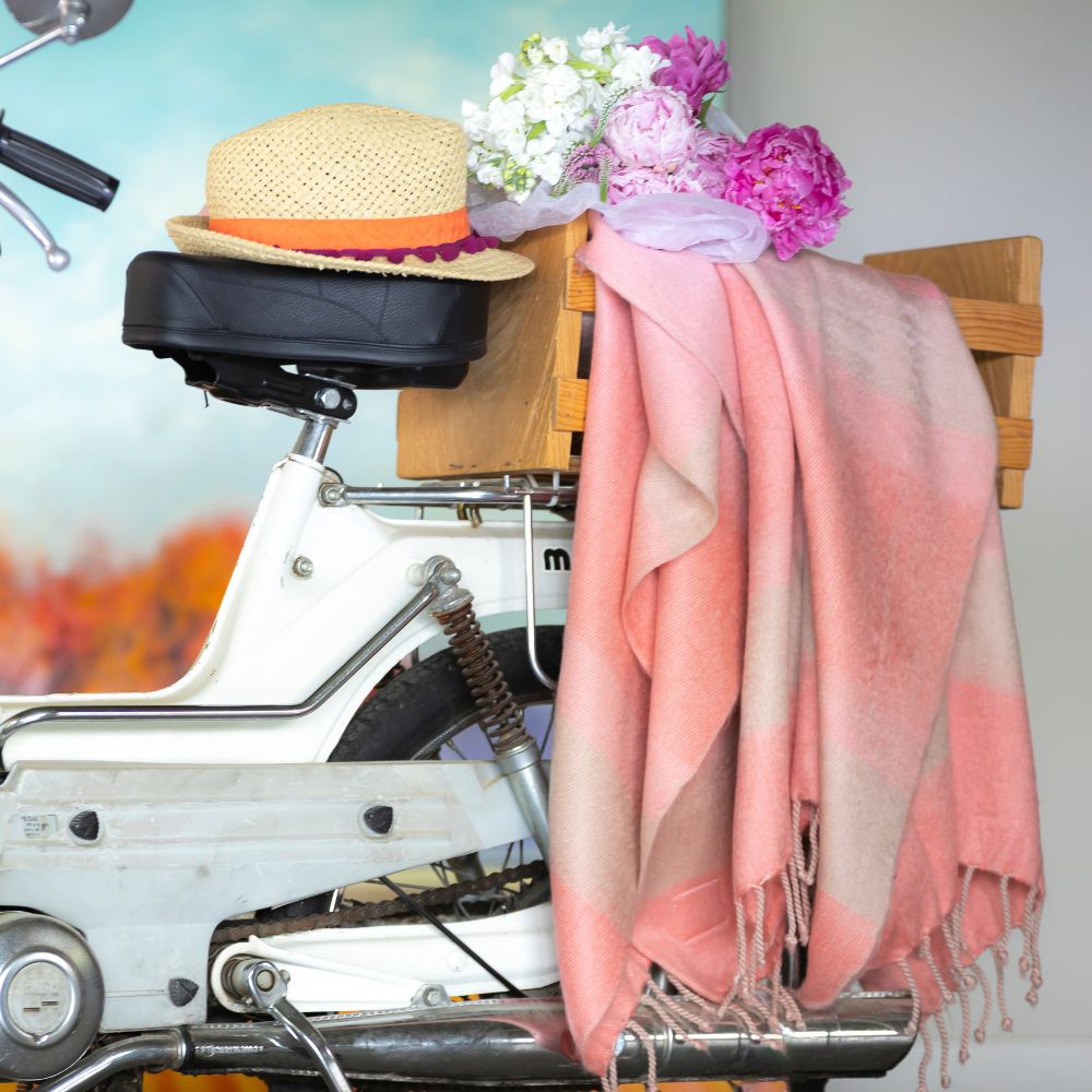 Kallpa Collection - Handwoven Alpaca Faded Coral with Braided Fringe Throw Blanket from Ecuador