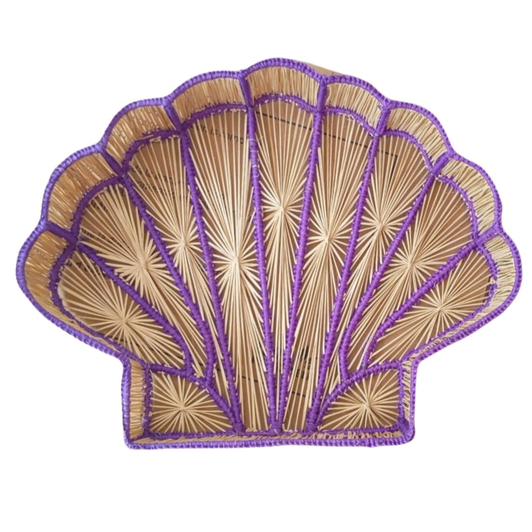 Shell Charm Handwoven Iraca Decorative Tray