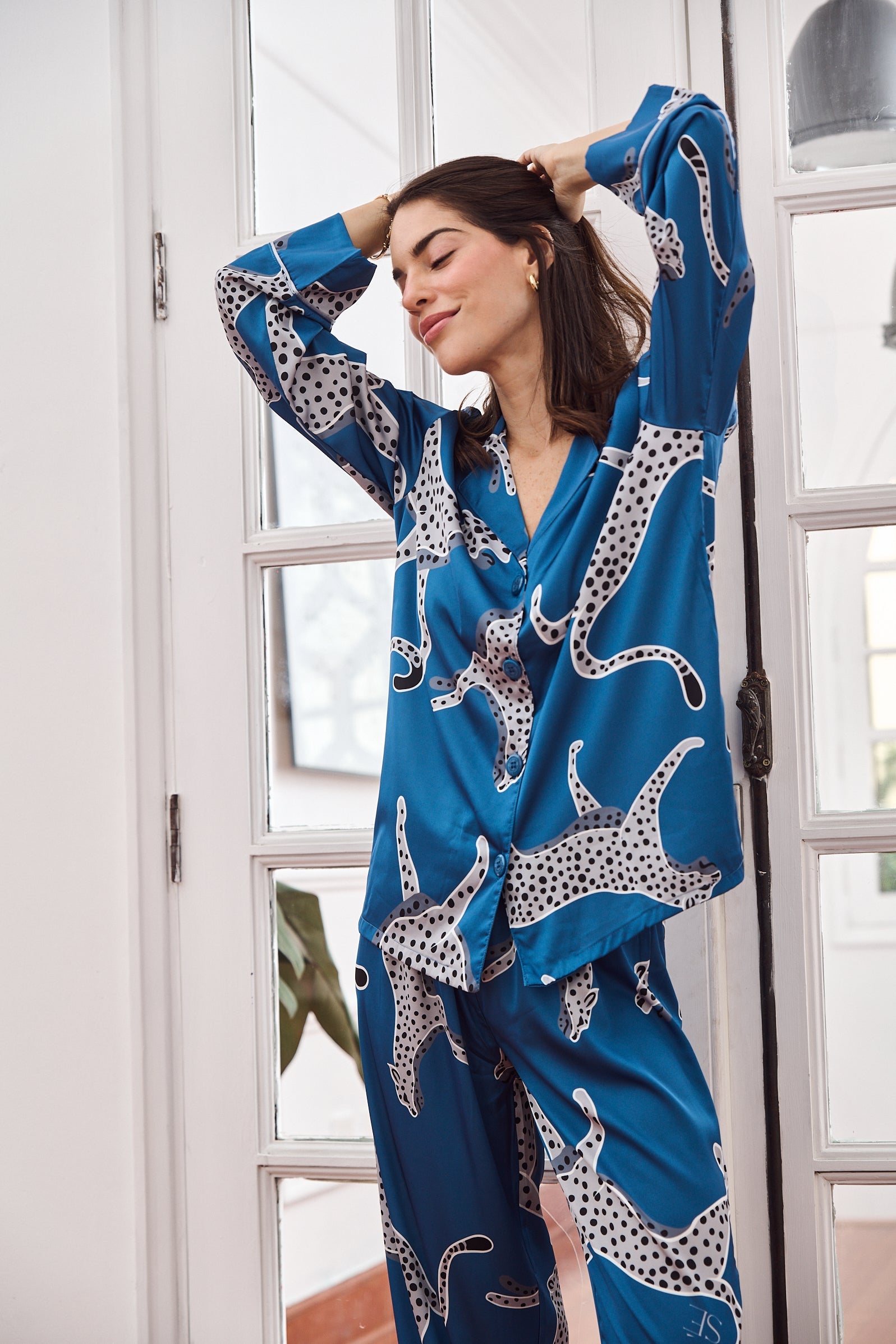 Conjunto de pijama de seda lavable - Savannah Sky
