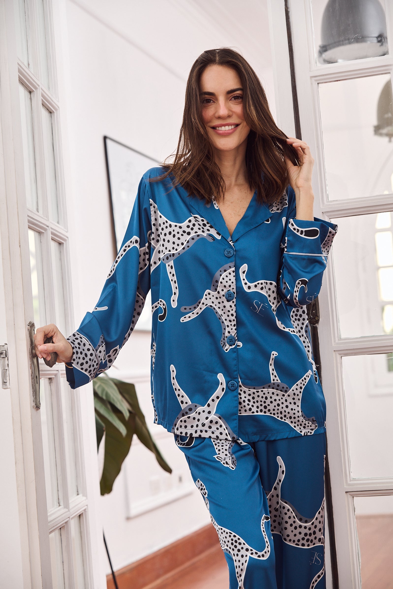 Conjunto de pijama de seda lavable - Savannah Sky