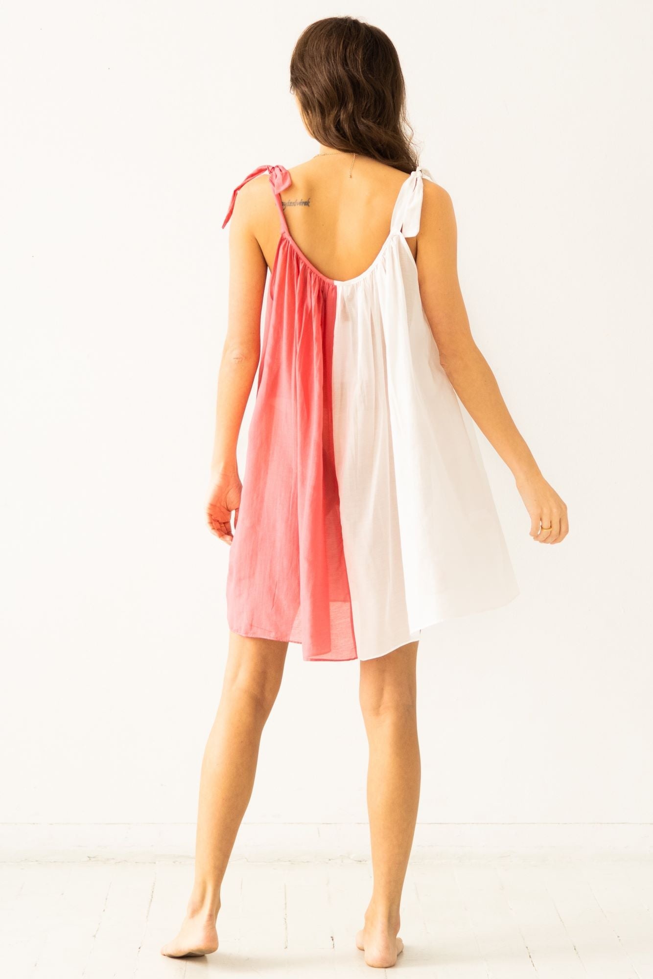 Babydoll de Tirantes Finos Transparente en Mezcla de Seda y Algodón