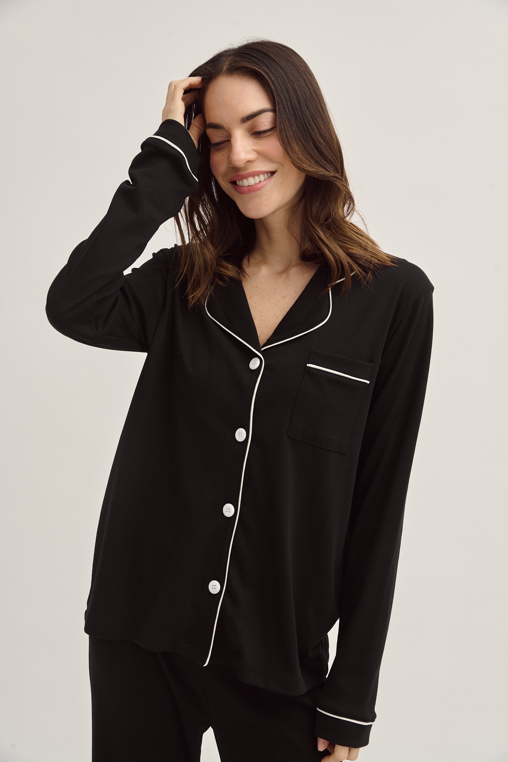 Conjunto de pijama de algodón Pima - Negro eterno
