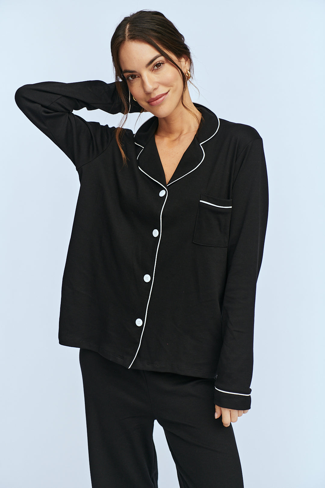 Conjunto de pijama de algodón Pima - Negro eterno