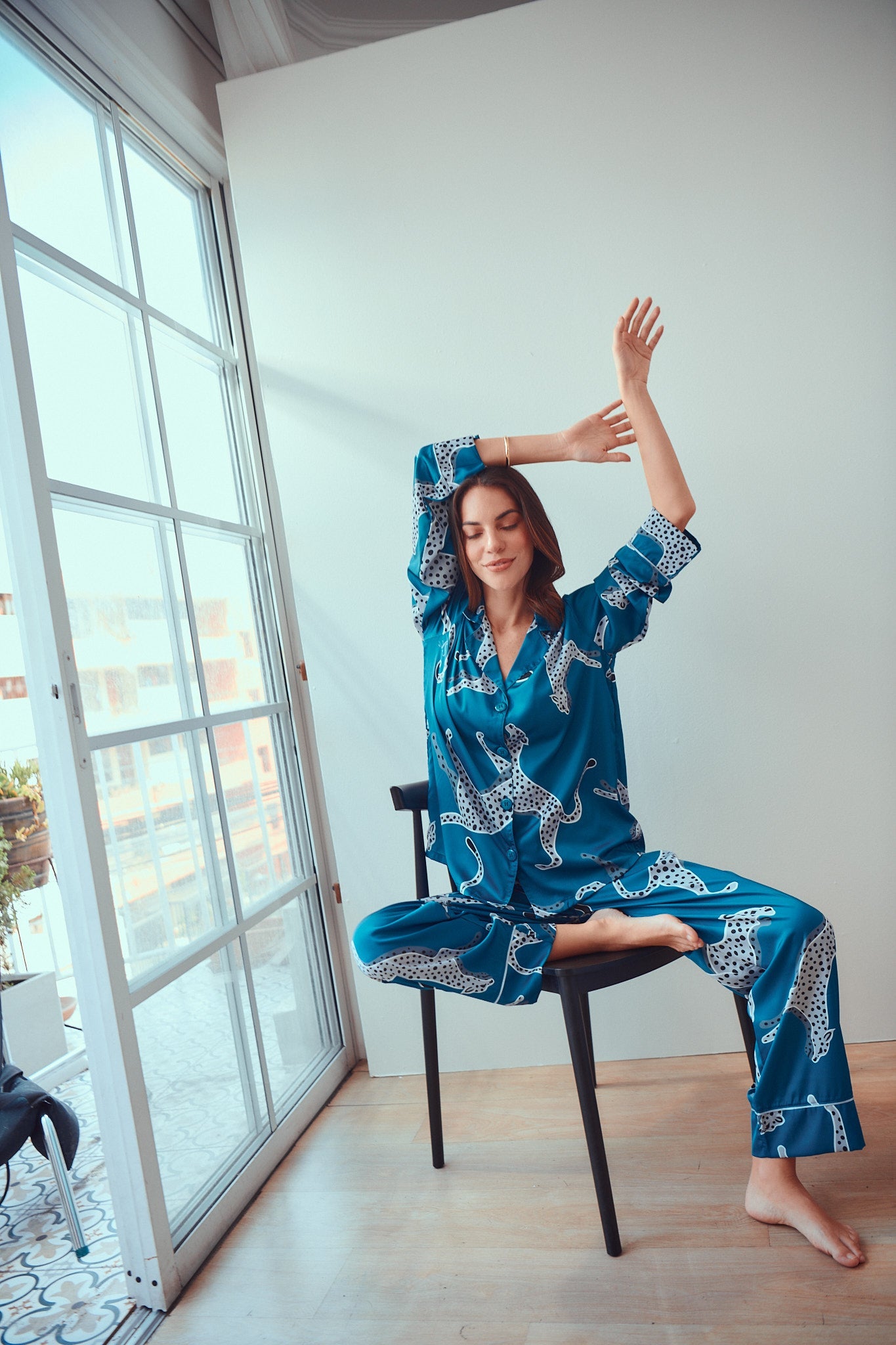 Conjunto de pijama de seda lavable - Savannah Sky