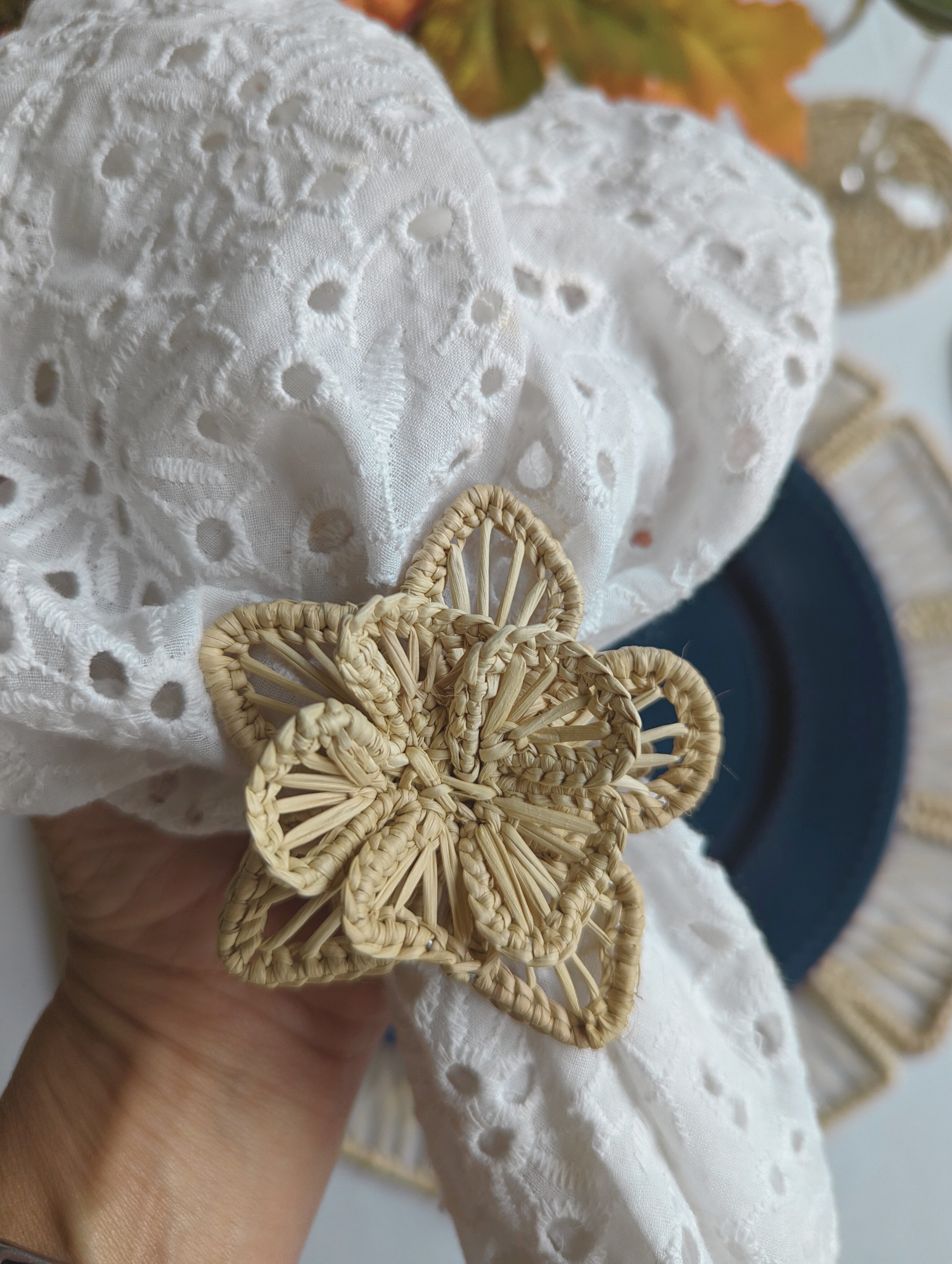 Star Flower Handwoven Iraca Napkin Ring