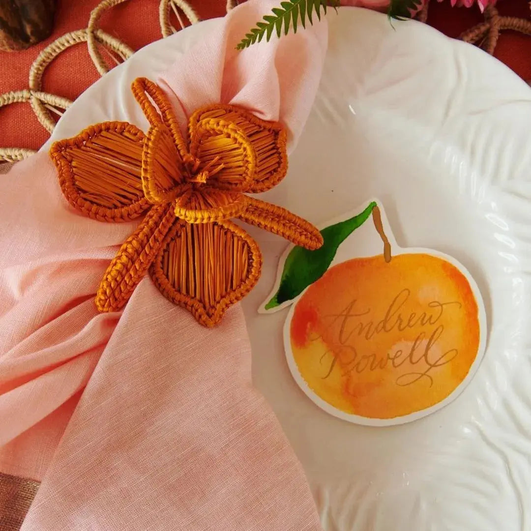 Thanksgiving Orchid Handwoven Iraca Napkin Ring