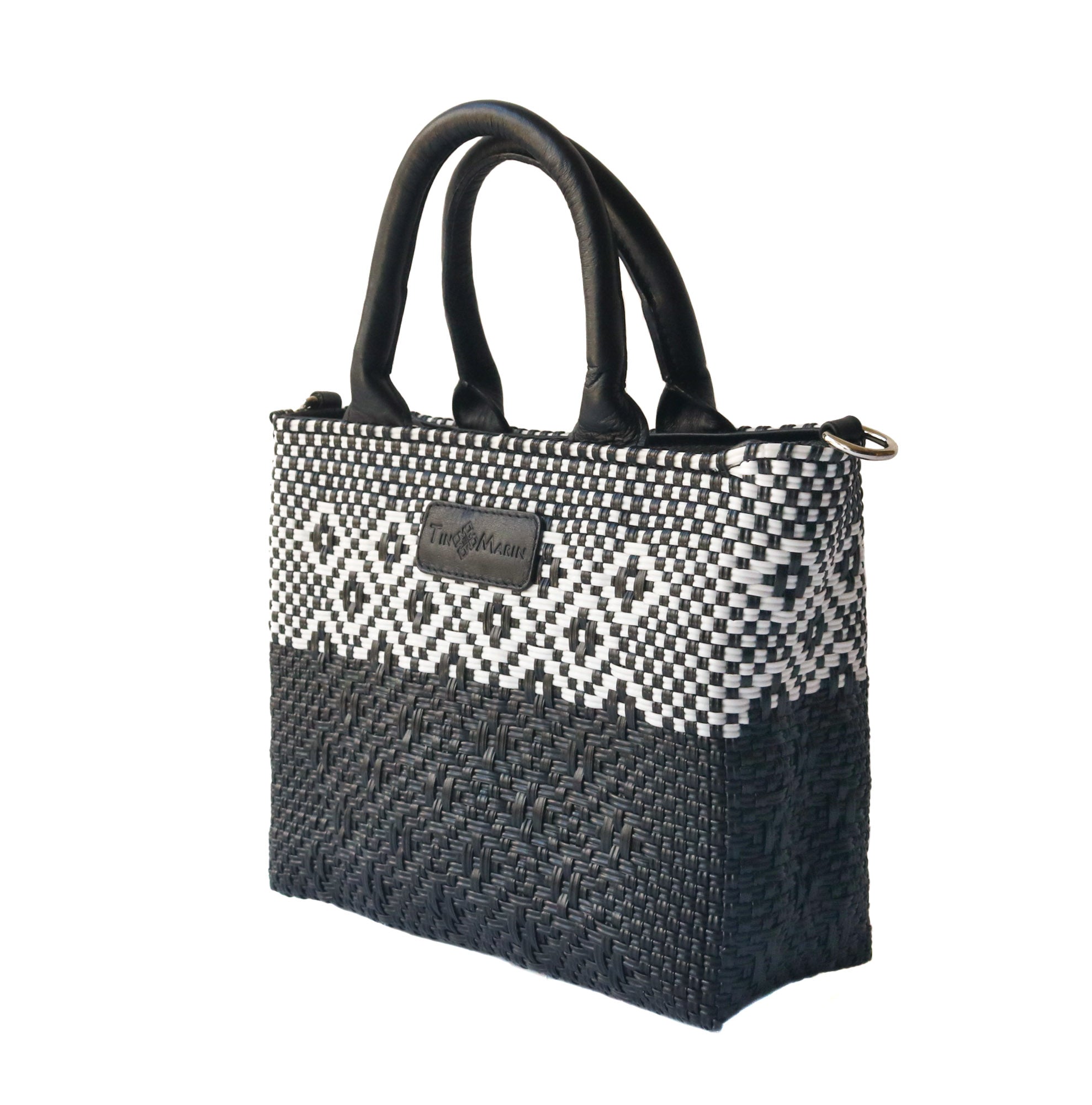 Bandolera pequeña de piel negra Tin Marin