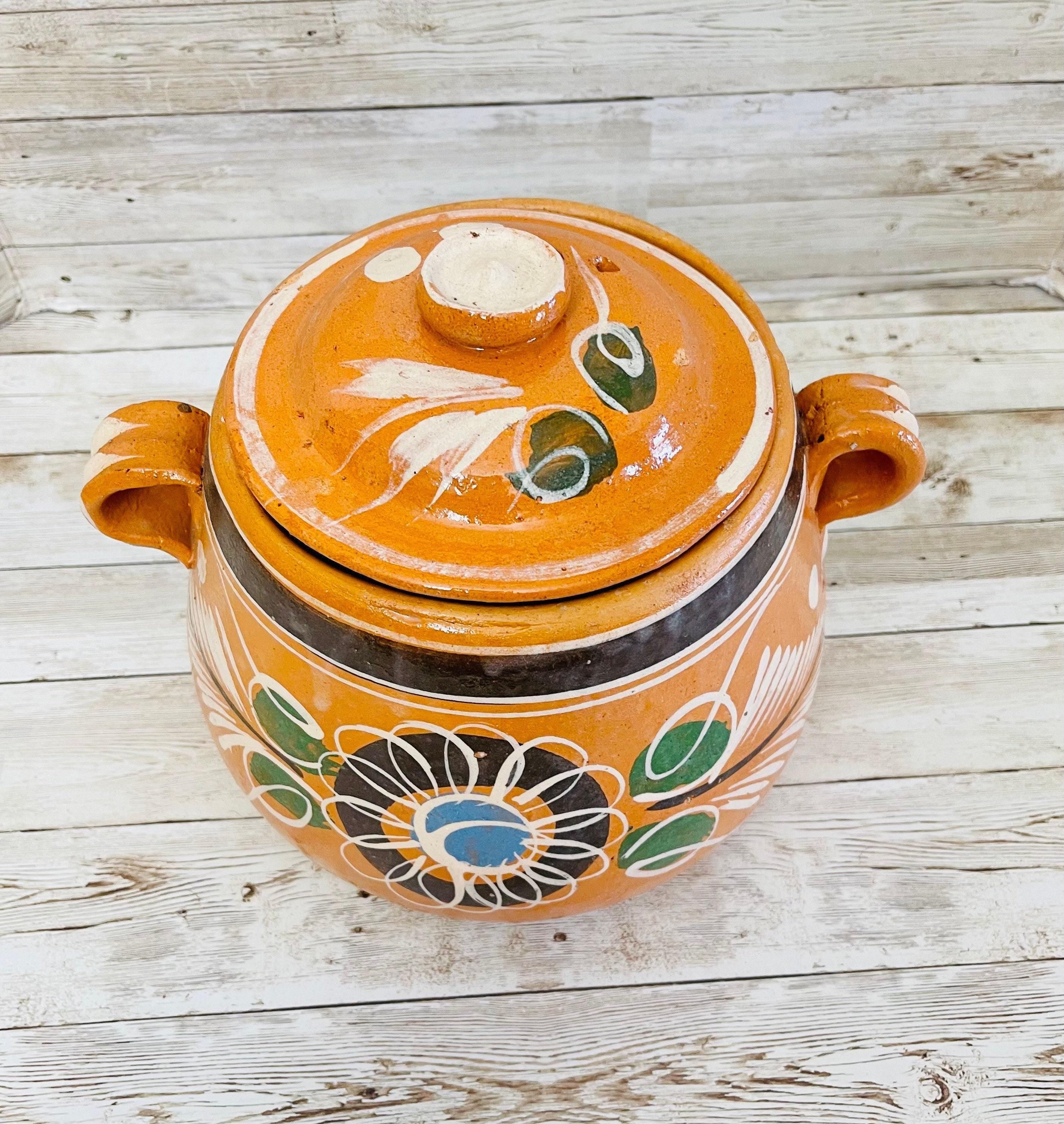 3 Liter Terra Cota Clay Pot for Beans Soups Olla Tonala de Barro para Caldos Frijoles Sopas 3 Litros