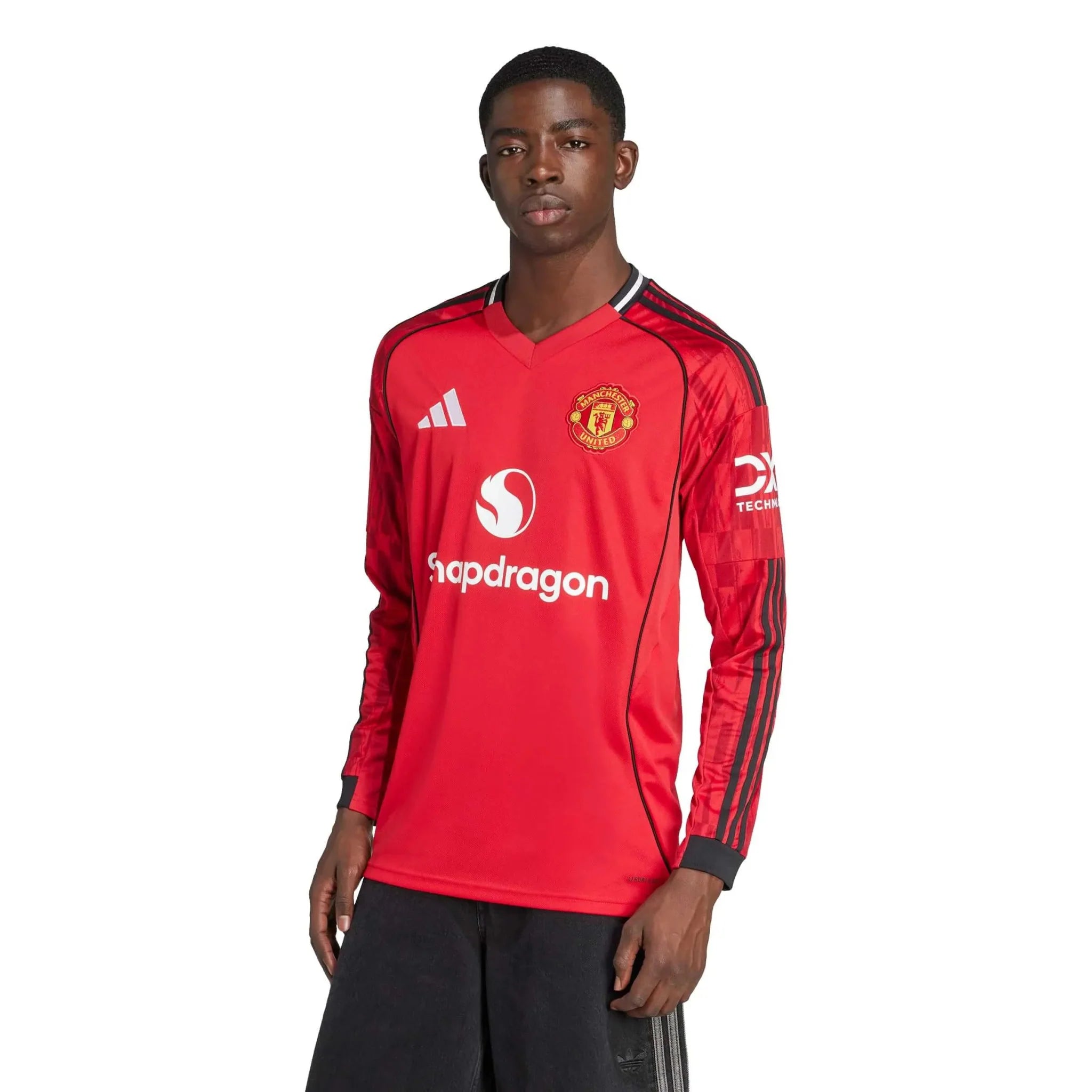 adidas 2025-26 Manchester United Men's Stadium Home Long-Sleeve Soccer Jersey