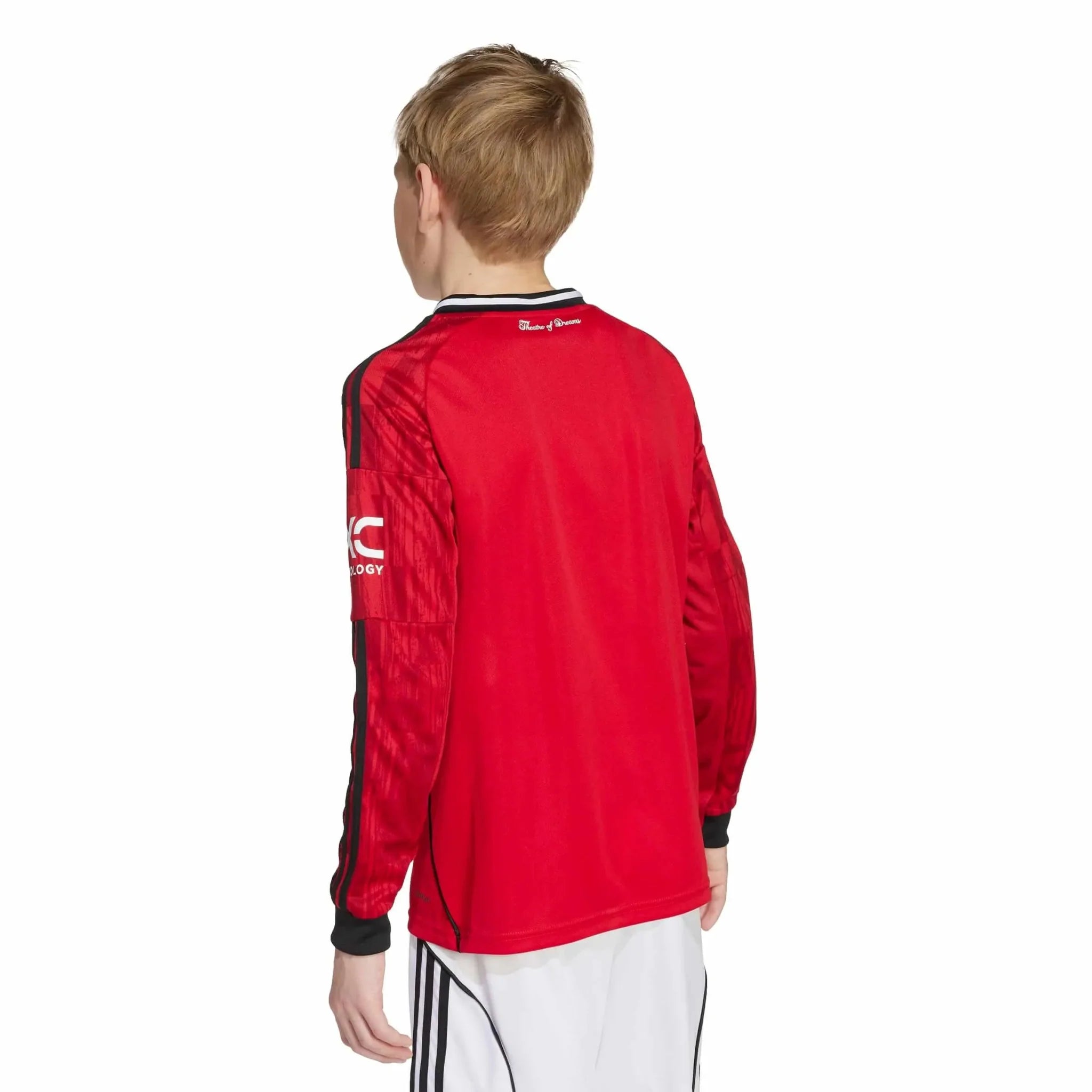 adidas 2025-26 Manchester United Youth Stadium Home Long-Sleeve Soccer Jersey