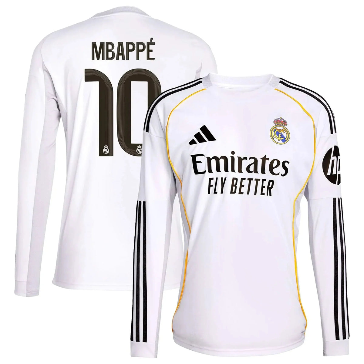 adidas 2025-26 Real Madrid Youth Stadium Home Long-Sleeve Soccer Jersey