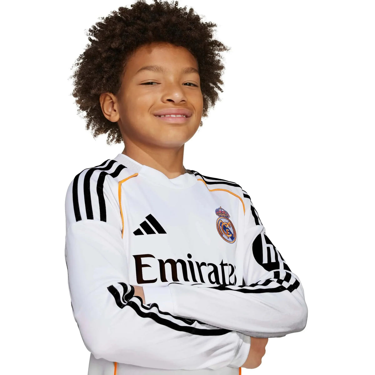 adidas 2025-26 Real Madrid Youth Stadium Home Long-Sleeve Soccer Jersey