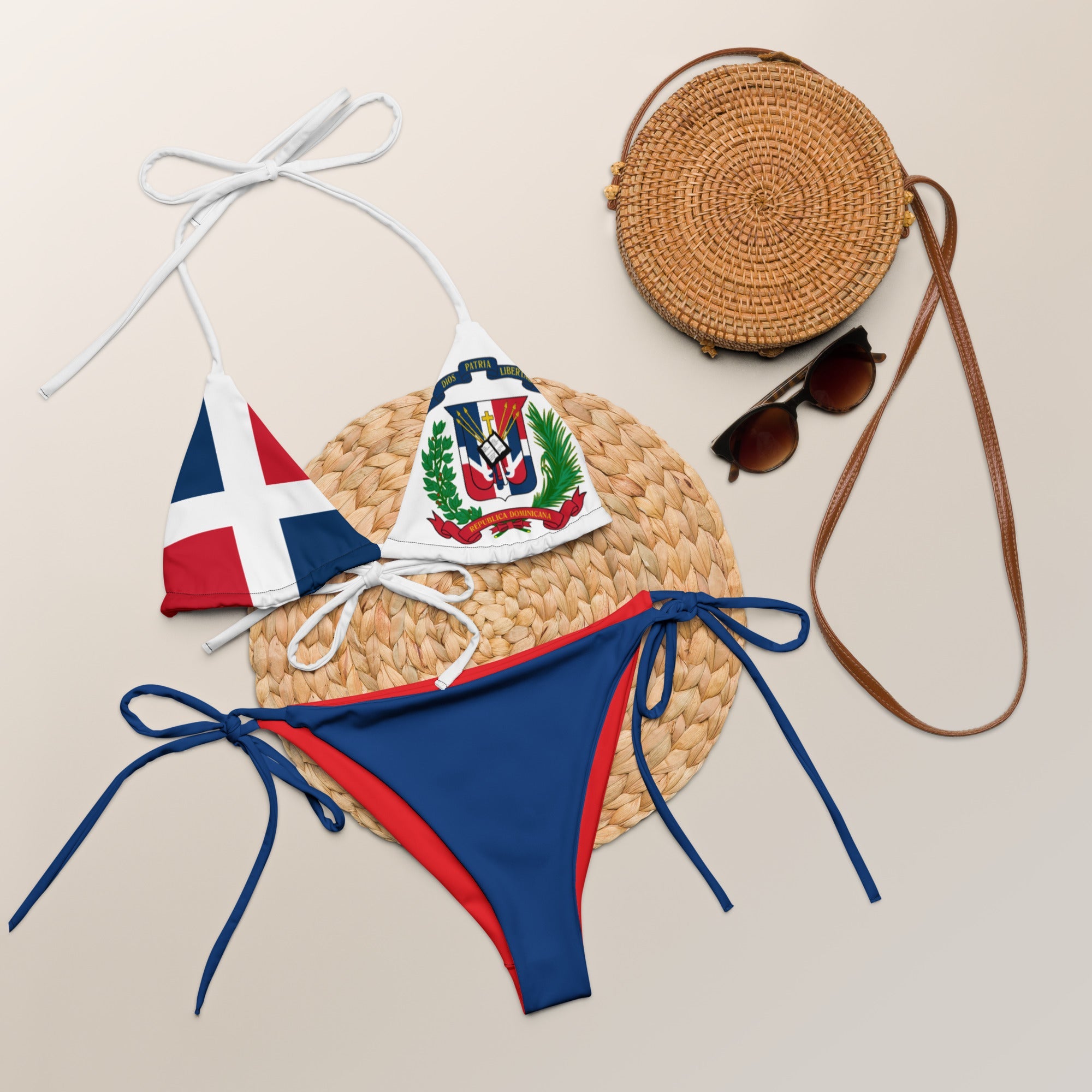 Dominican Republic Flag All Over Print Recycled String Bikini
