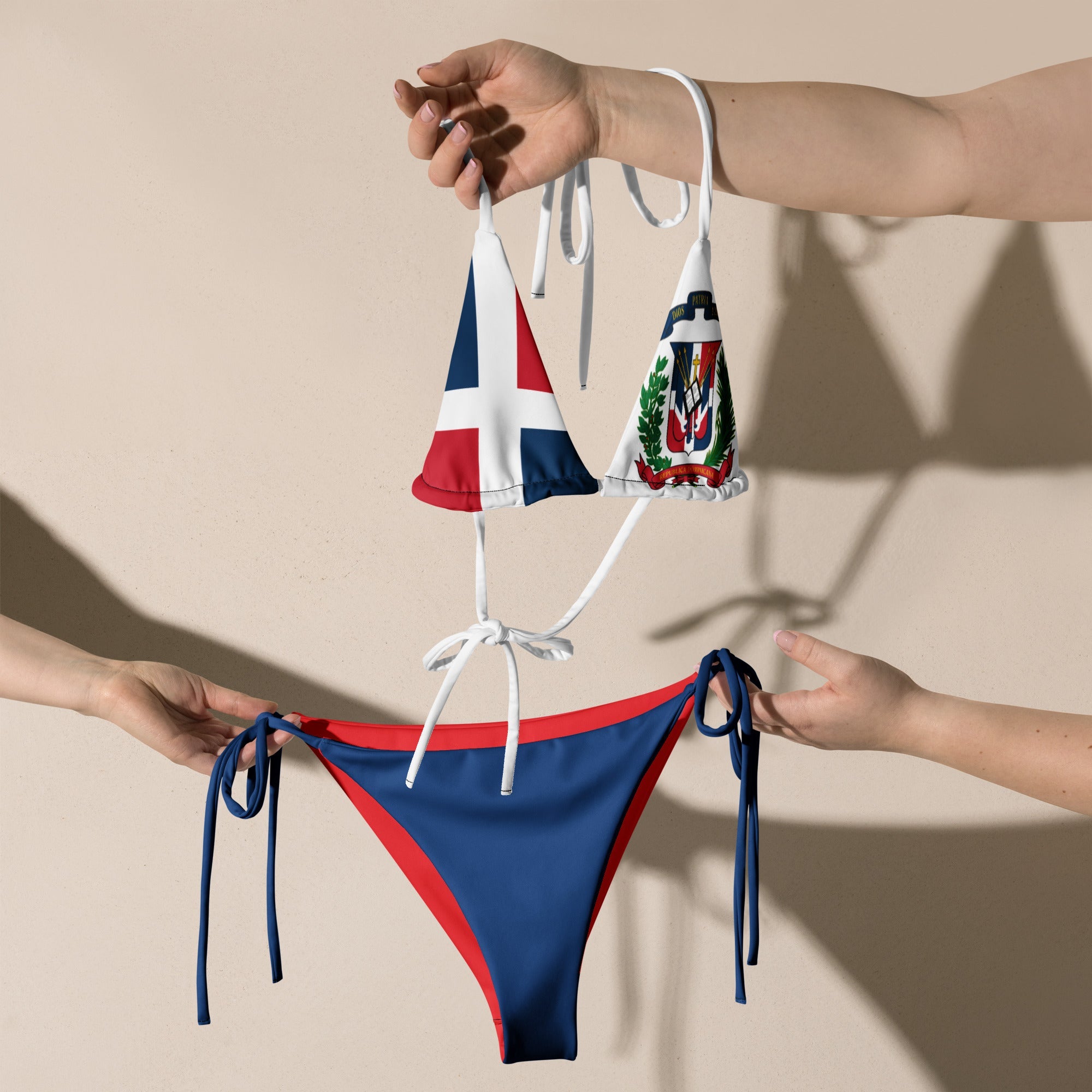 Dominican Republic Flag All Over Print Recycled String Bikini