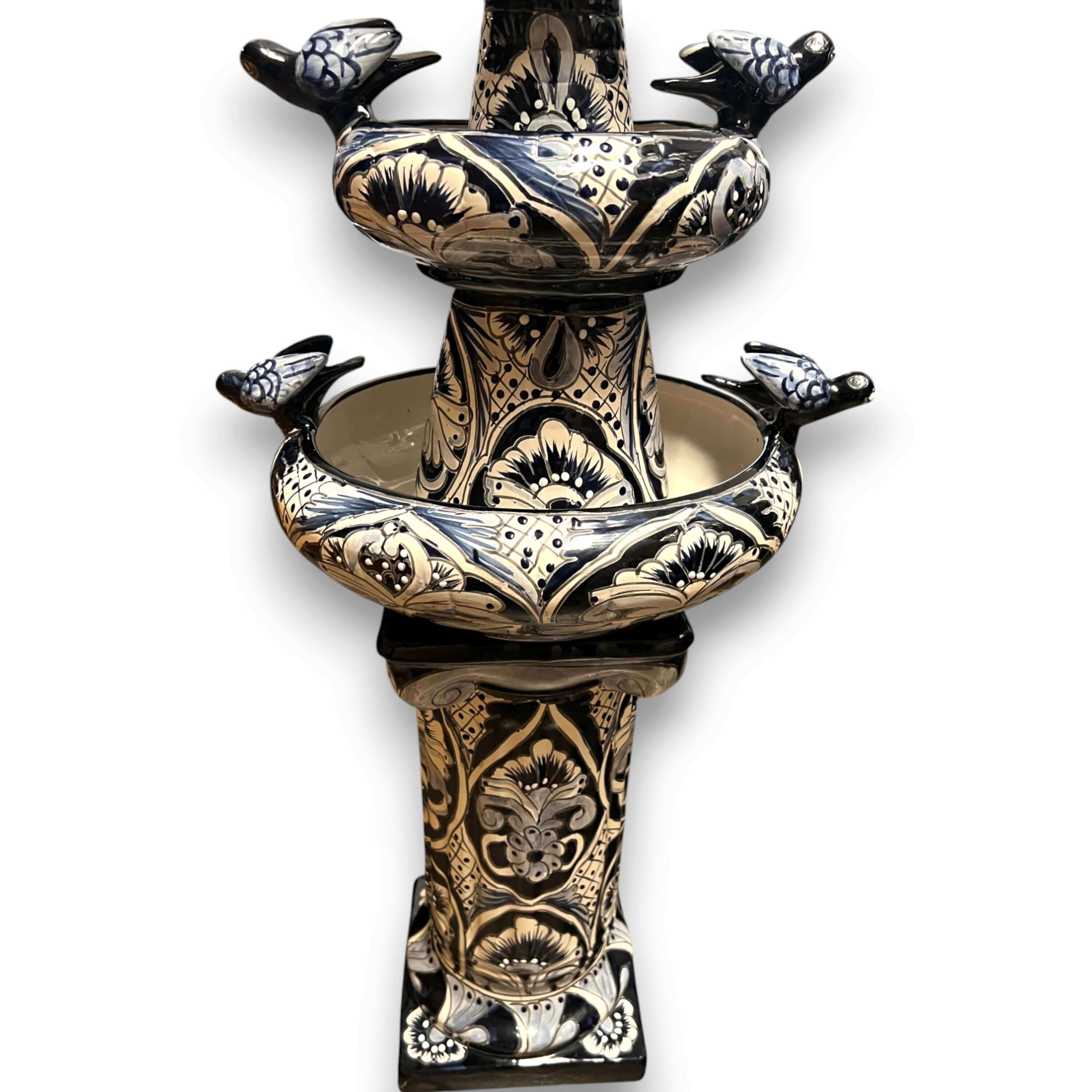 Fuente Talavera azul y blanca | Auténtica fuente de agua de cerámica mexicana