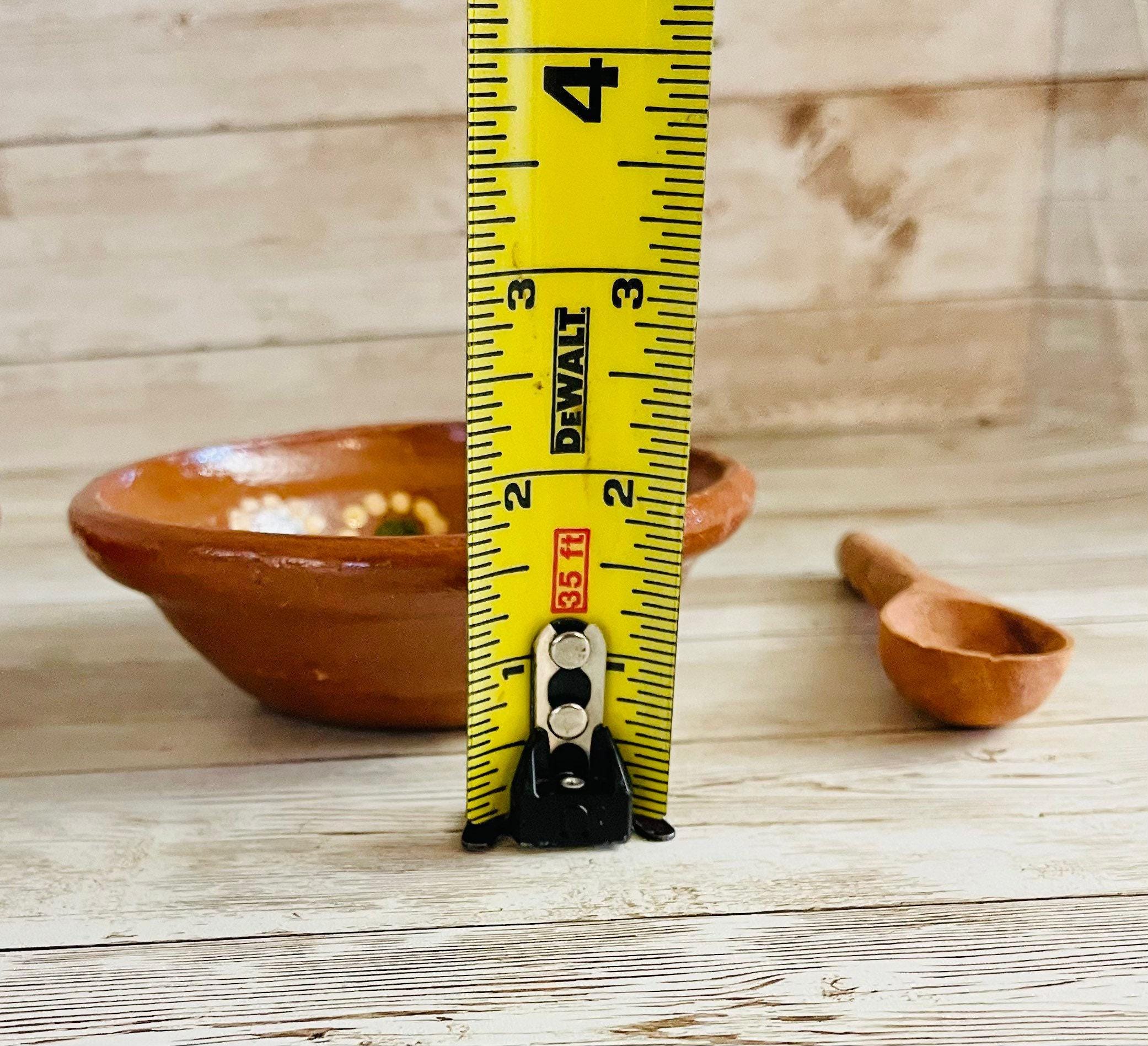 2x Mexican Terra Cota Bowls with Wood Spoon Salsero de Barro con 2 Cucharas de Madera