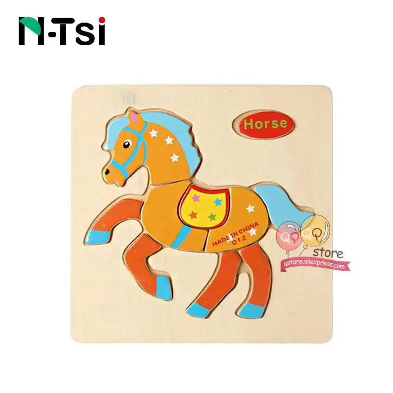 Baby Wooden Puzzle Toys for Toddlers Developing Educational Kids Toys For Children Game Cartoon Animal Gift 3 Years