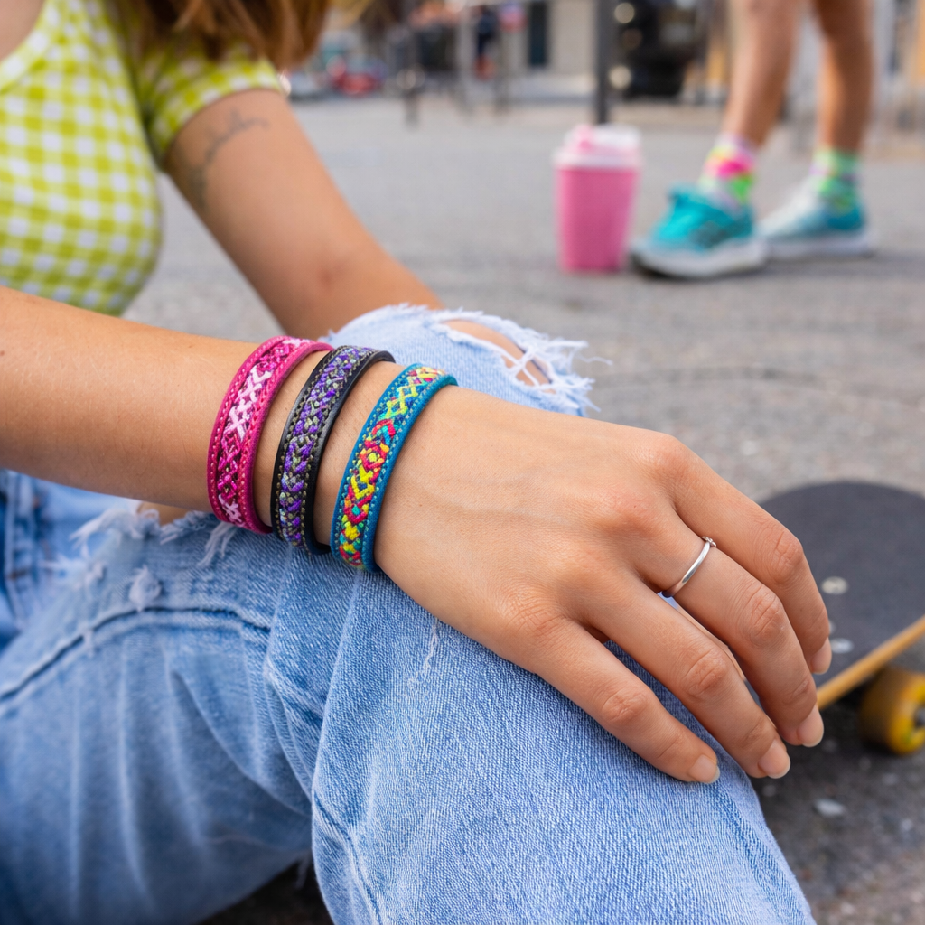 Pulsera de Amistad Ajustable de Cuero Vista - México