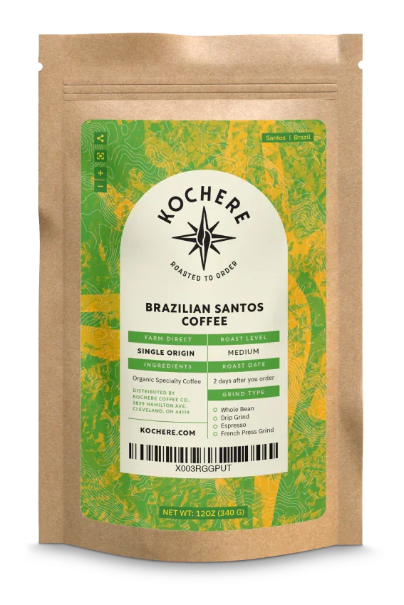 Kochere Coffee Brazilian Santos Medium Roast - Smooth, Elegant, Cocoa Notes