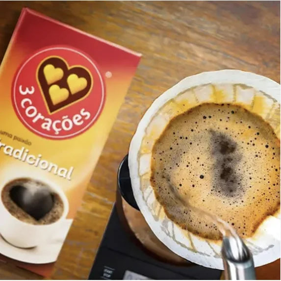 3 Corações Traditional Vacuum-Packed Ground Coffee - 500g 17.6 oz - (Pack of 2)