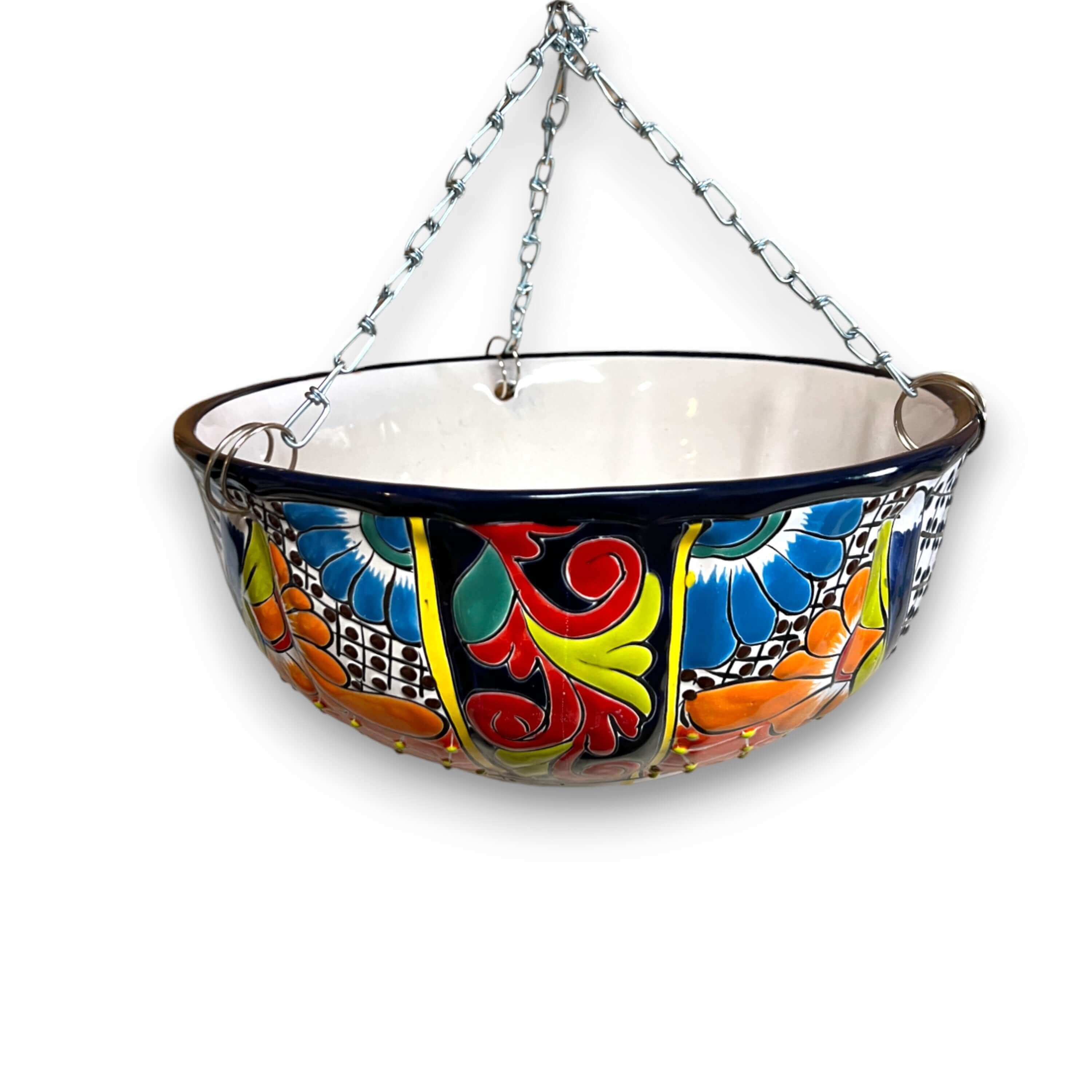 Maceta Colgante de Talavera | Maceta Mexicana Colorida Pintada a Mano