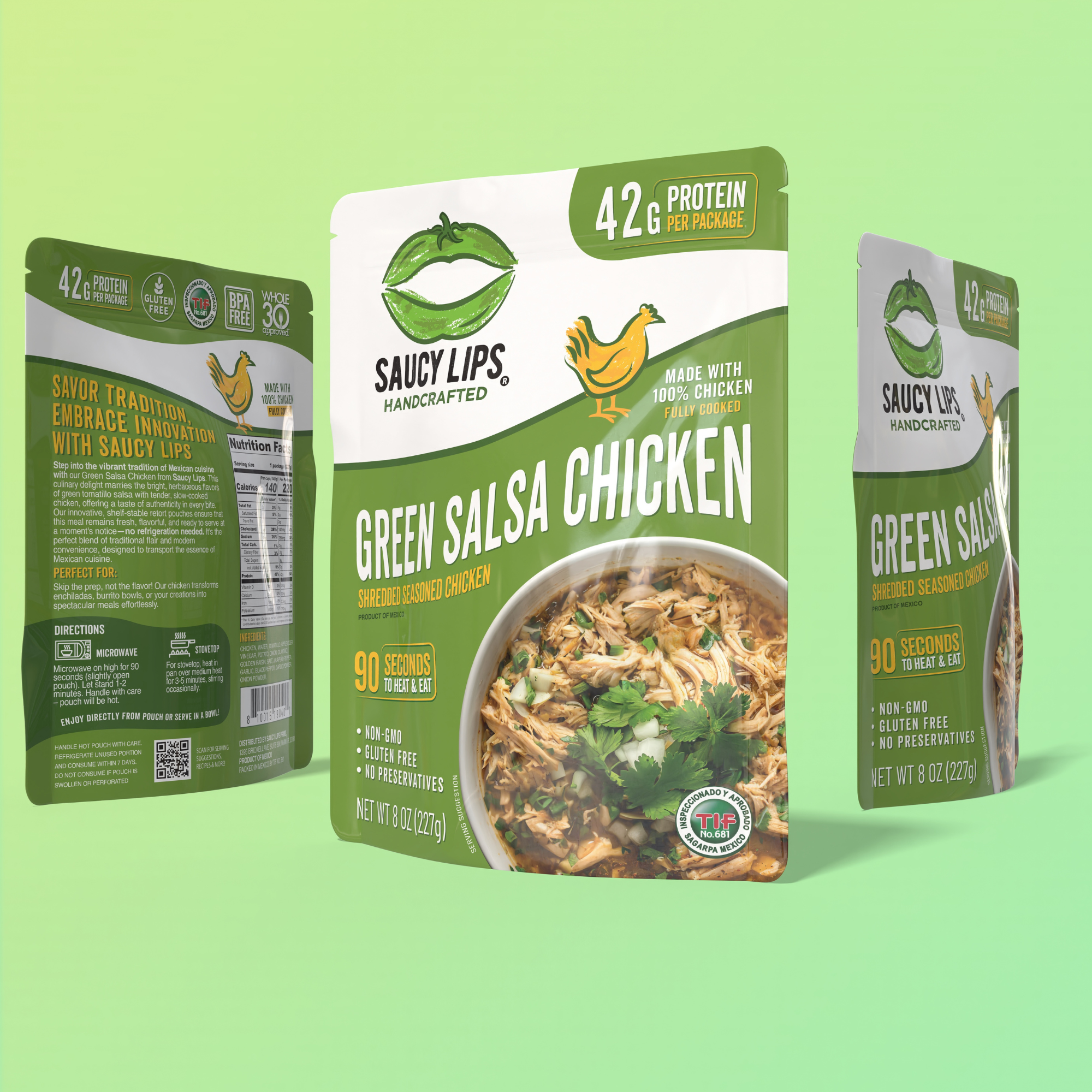 Pollo con Salsa Verde – 42g de Proteína | Listo en 90 Segundos