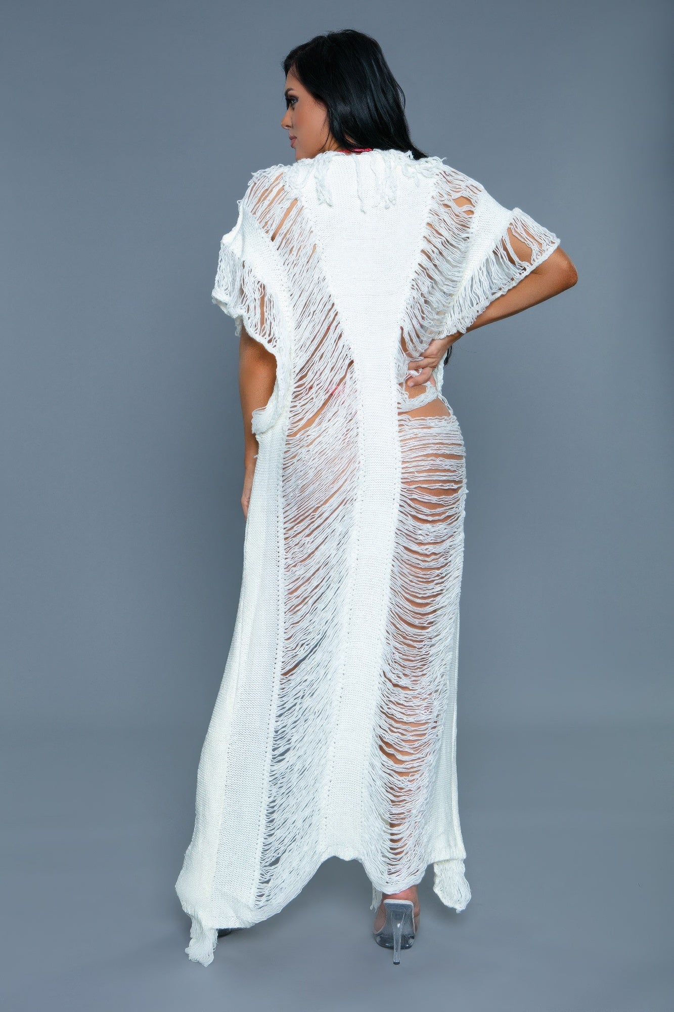 Women's Black Swim Cover-Up with Fringe Detail