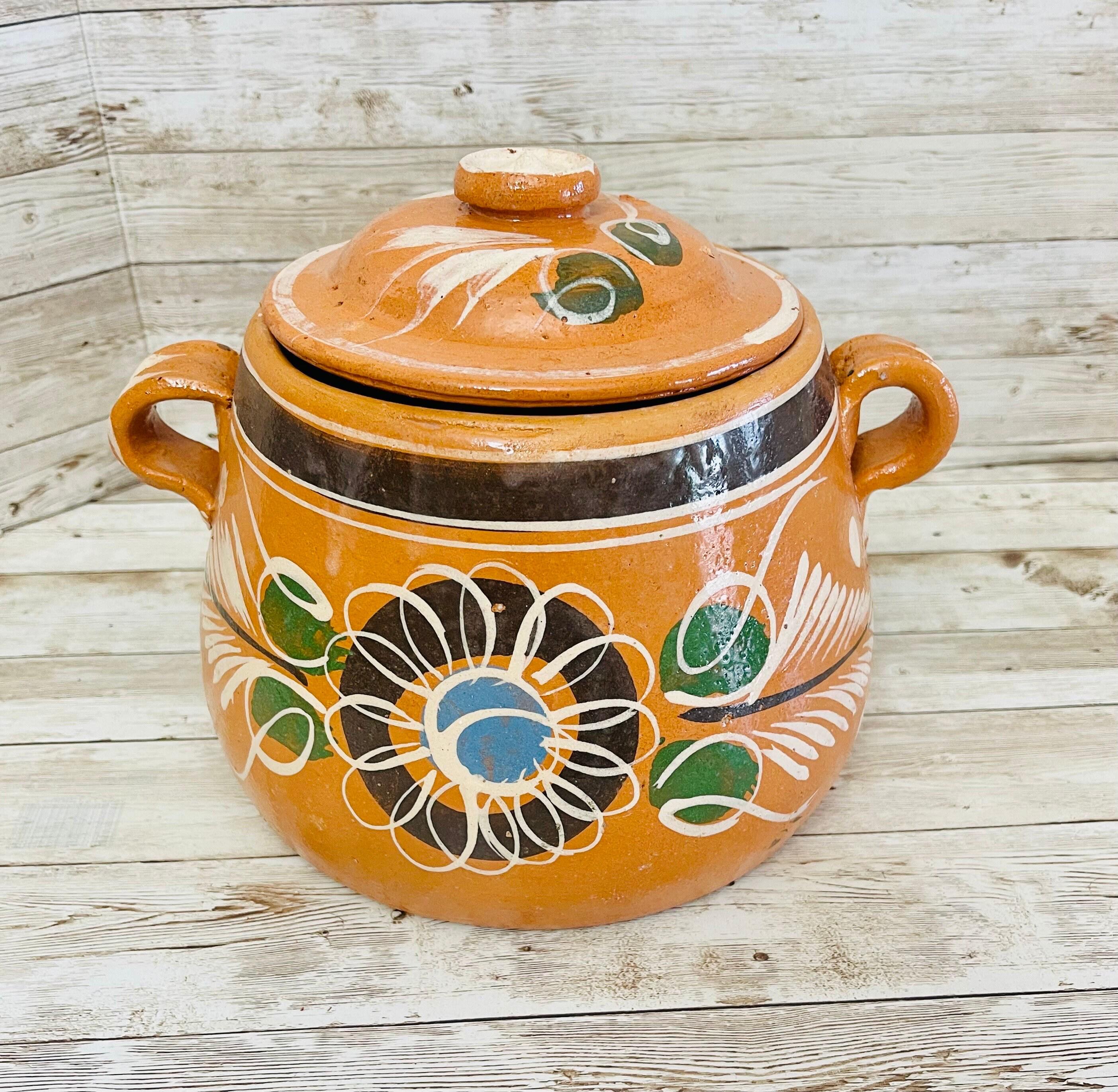 3 Liter Terra Cota Clay Pot for Beans Soups Olla Tonala de Barro para Caldos Frijoles Sopas 3 Litros