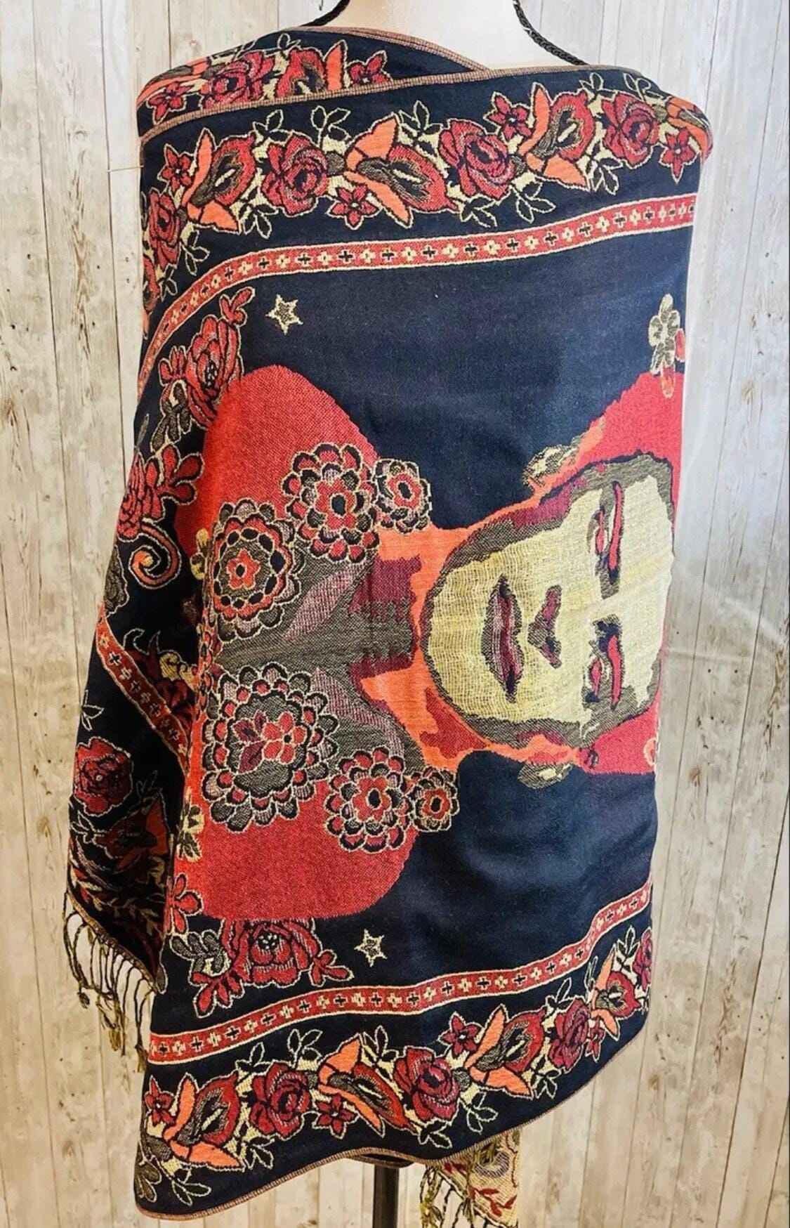 Artesenal Mexican Frida Kahlo Shawl Wrap Reboso Pashima Artesanal Mexicano de Frida Kahlo