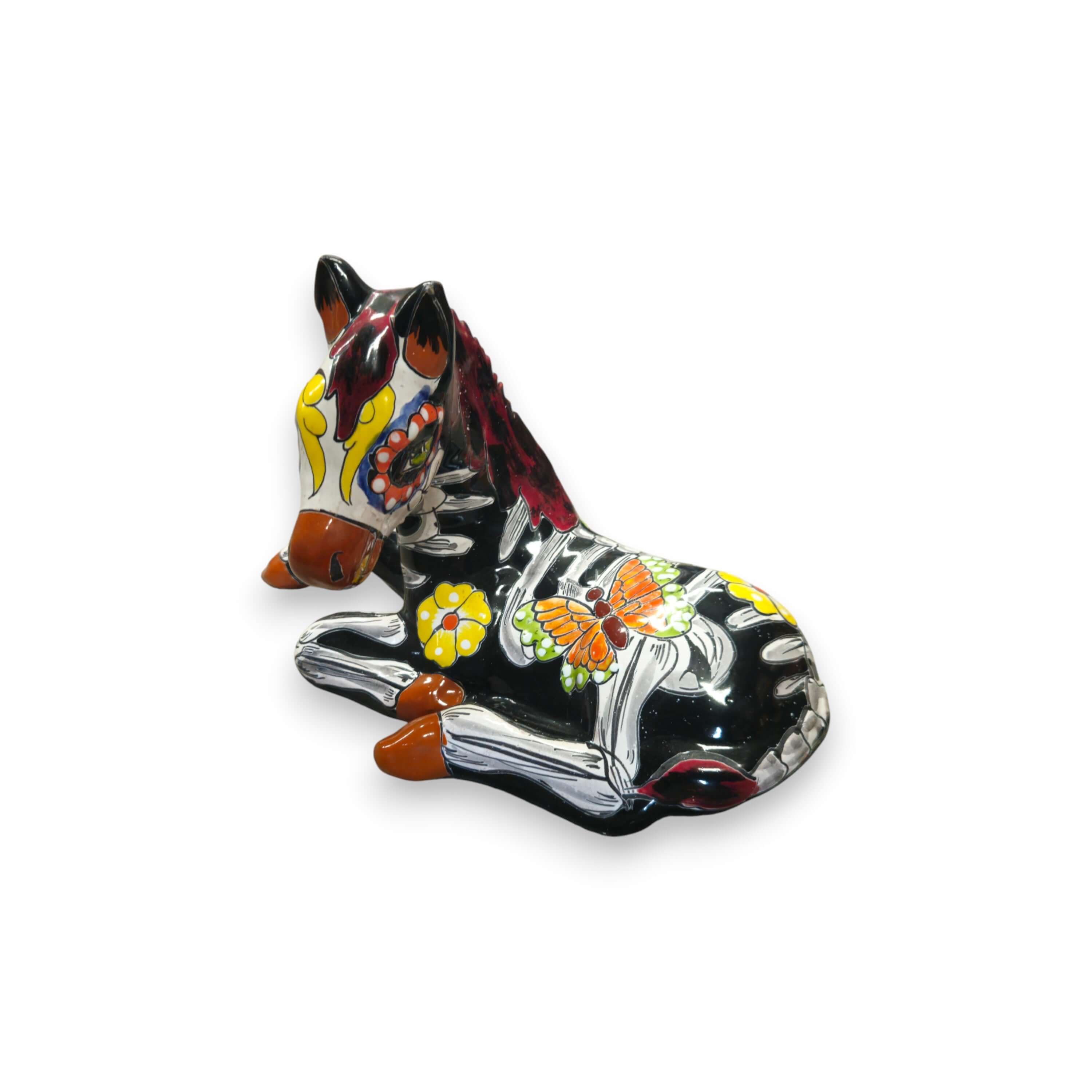 Macetero de Talavera de Caballo del Día de Muertos | Cerámica Pintada a Mano