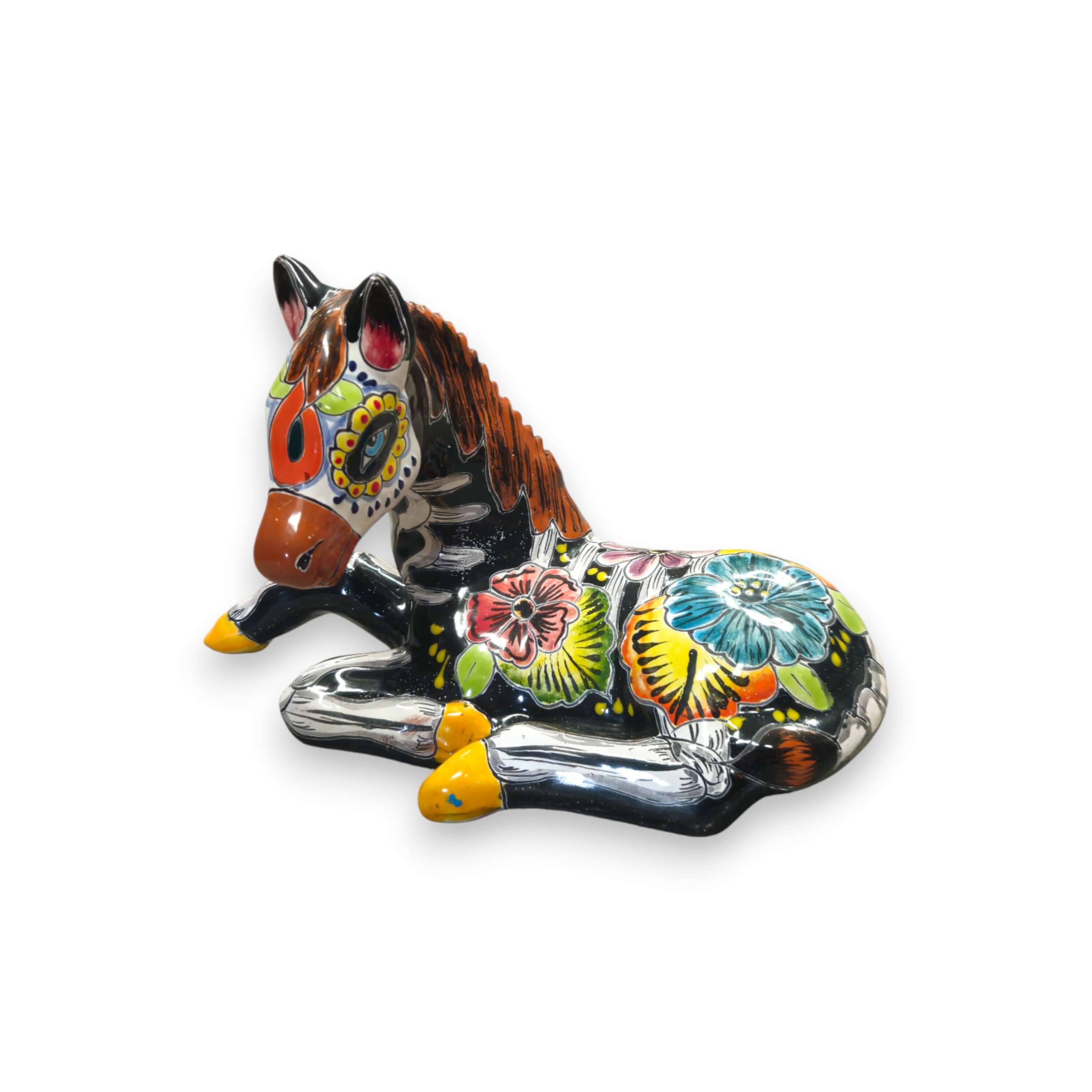 Macetero de Talavera de Caballo del Día de Muertos | Cerámica Pintada a Mano