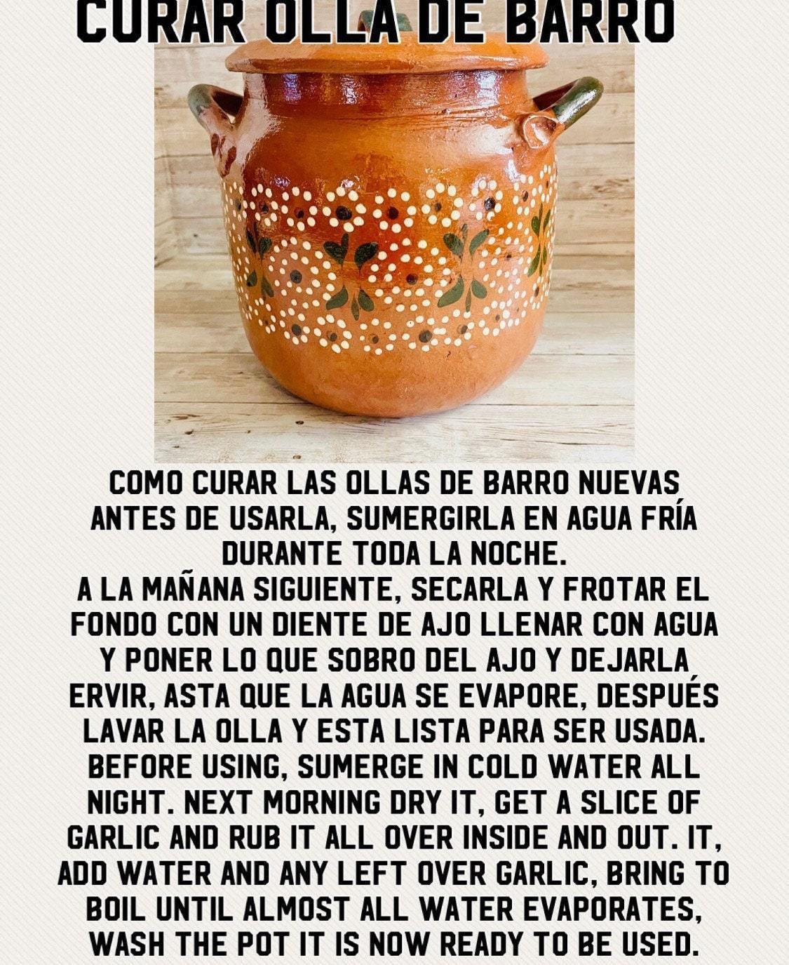 3 Liter Terra Cota Clay Pot for Beans Soups Olla Tonala de Barro para Caldos Frijoles Sopas 3 Litros