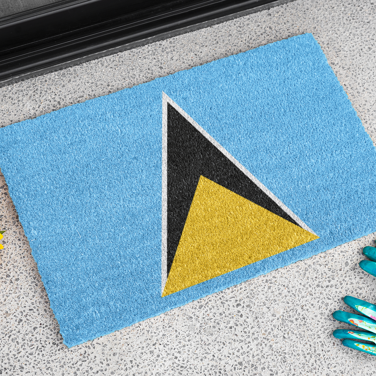 Alfombrilla antideslizante para exteriores con la bandera de Santa Lucía | Gros Islet | Castries | Dennery | 24"x36"